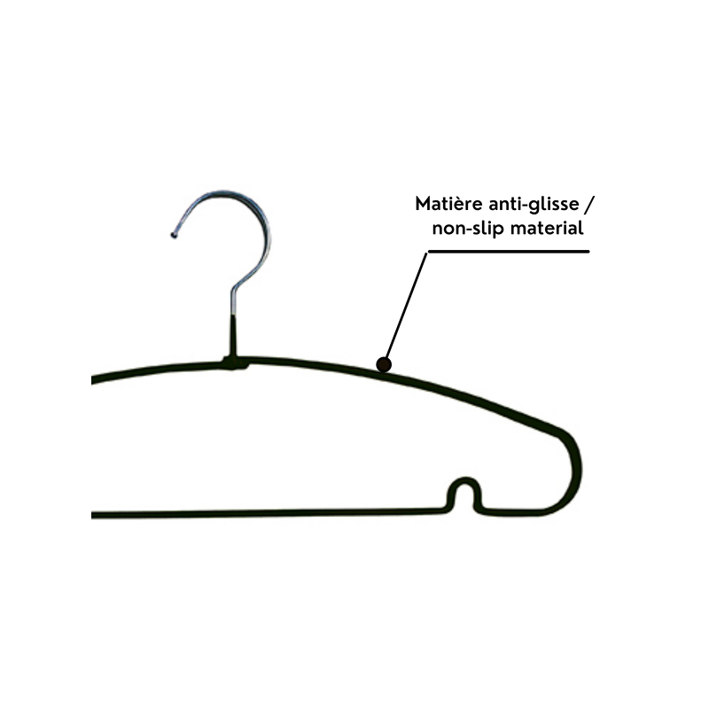 Spirella Lot De 10 Cintres En Acier Plastifié Antiglisse Noir MSV