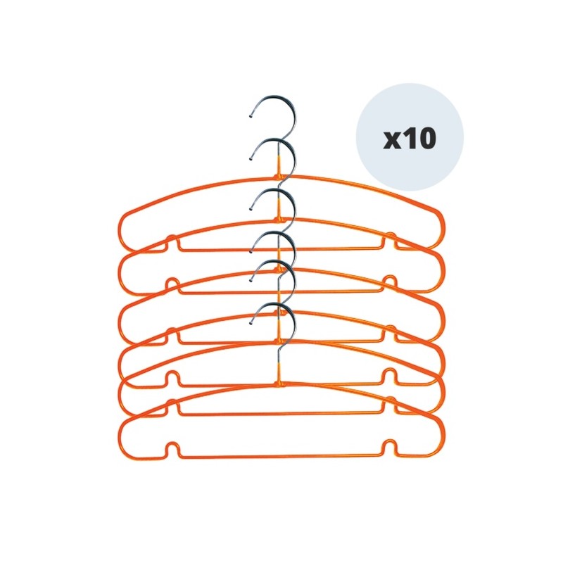 spirella Lot de 10 cintres en acier plastifié antiglisse Orange MSV