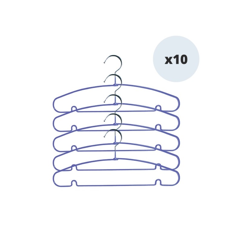 spirella Lot de 10 cintres en acier plastifié antiglisse Violet MSV