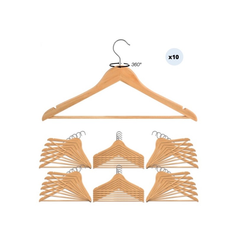 Spirella Lot De 10 Cintres En Bois à Tête Rotative MSV