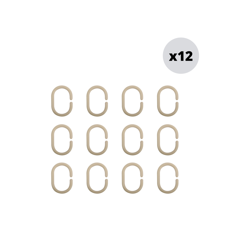 Spirella Lot De 12 Anneaux Pour Rideaux De Douche Beige MSV