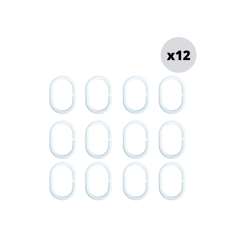 spirella Lot de 12 anneaux pour rideaux de douche Blanc MSV