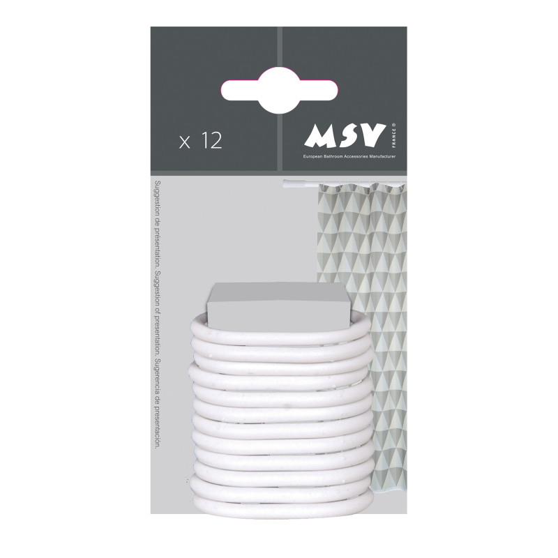 spirella Lot de 12 anneaux pour rideaux de douche Blanc MSV spirella Lot de 12 anneaux pour rideaux de douche Blanc MSV