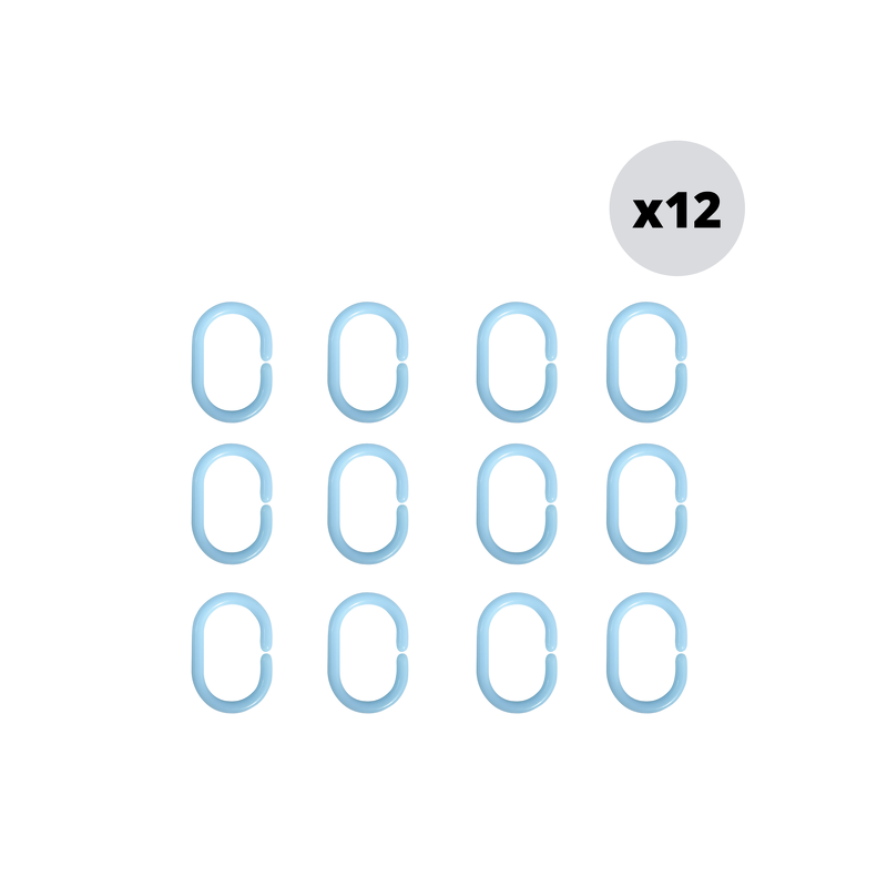 spirella Lot de 12 anneaux pour rideaux de douche Bleu clair MSV