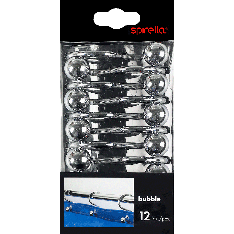 Spirella Lot De 12 Anneaux Pour Rideaux De Douche BUBBLE Chromé Spirella
