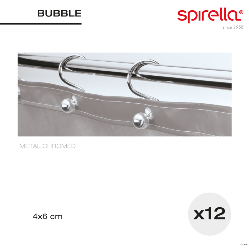 Spirella Lot De 12 Anneaux Pour Rideaux De Douche BUBBLE Chromé Spirella