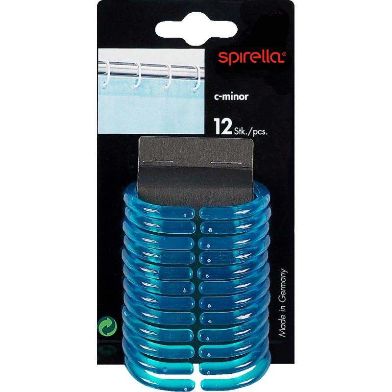 Spirella Lot De 12 Anneaux Pour Rideaux De Douche C-MINOR Bleu Clair Spirella