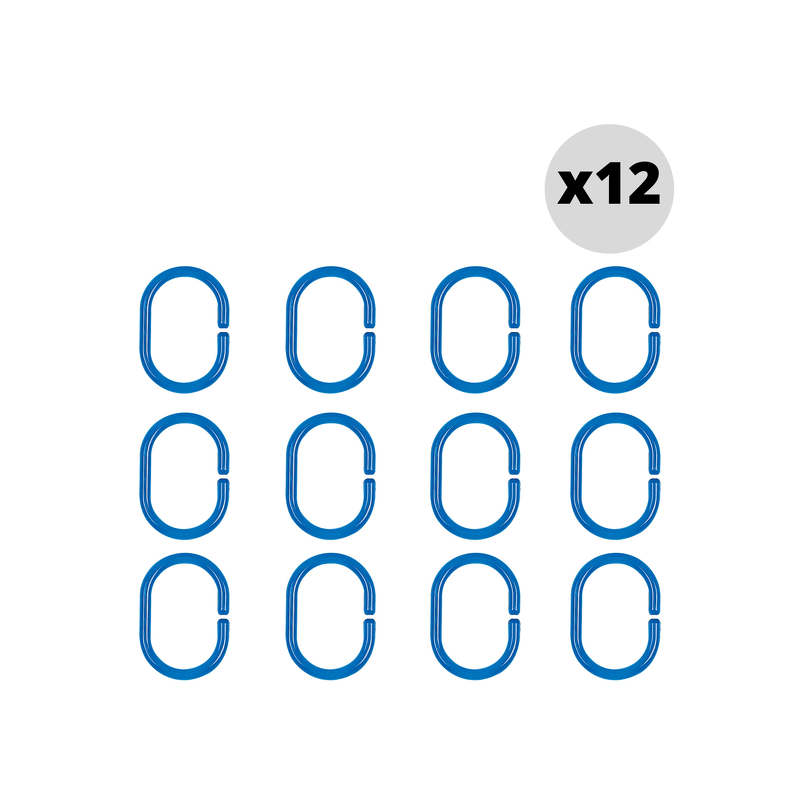 spirella Lot de 12 anneaux pour rideaux de douche C-MINOR Bleu Ciel Spirella