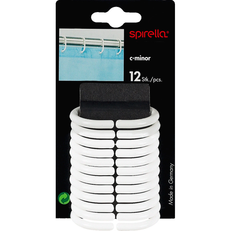 Spirella Lot De 12 Anneaux Pour Rideaux De Douche C-MINOR Blanc Spirella