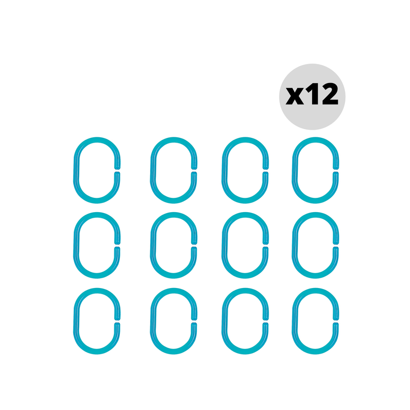 spirella Lot de 12 anneaux pour rideaux de douche C-MINOR Bleu Clair Spirella