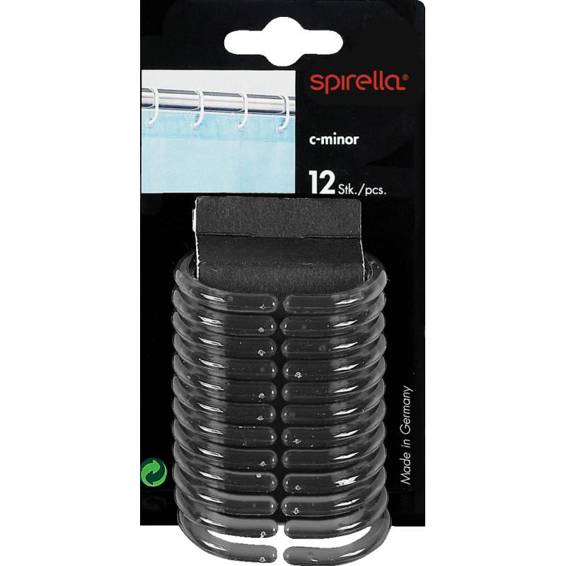 Spirella Lot De 12 Anneaux Pour Rideaux De Douche C-MINOR Gris Spirella
