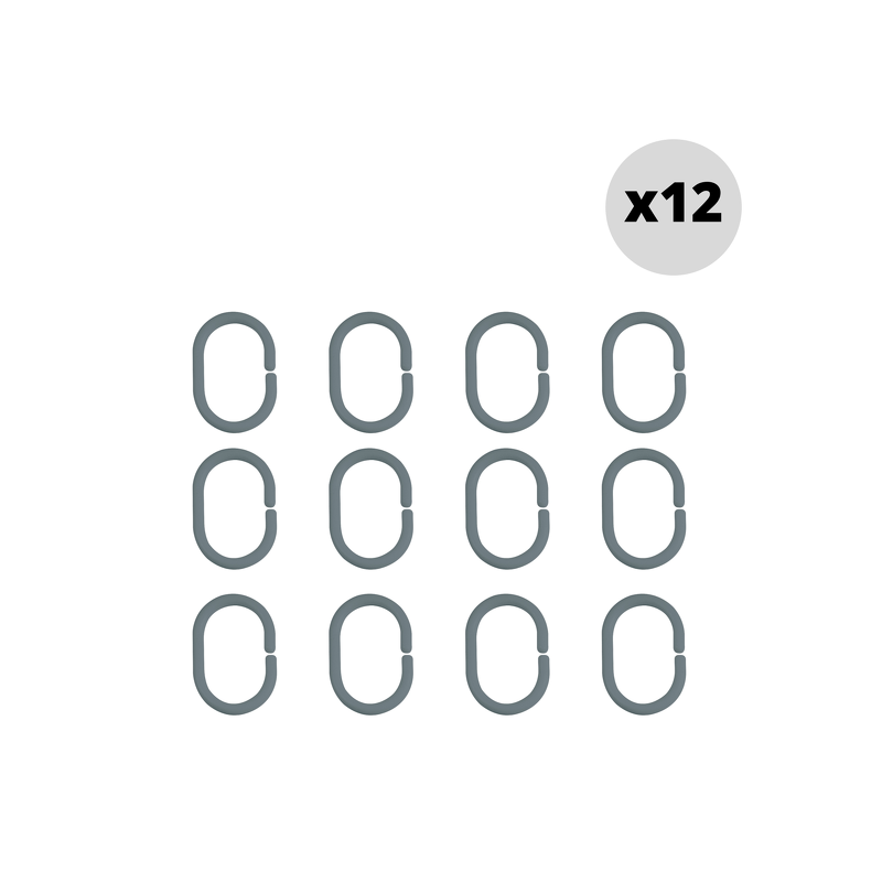 spirella Lot de 12 anneaux pour rideaux de douche C-MINOR Gris Spirella