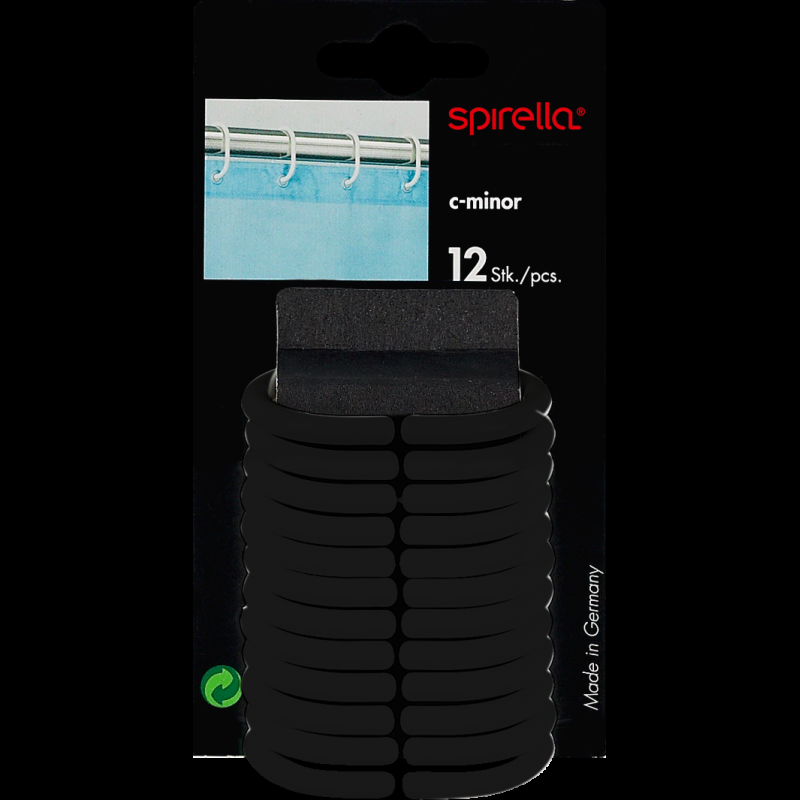 Spirella Lot De 12 Anneaux Pour Rideaux De Douche C-MINOR Noir Spirella