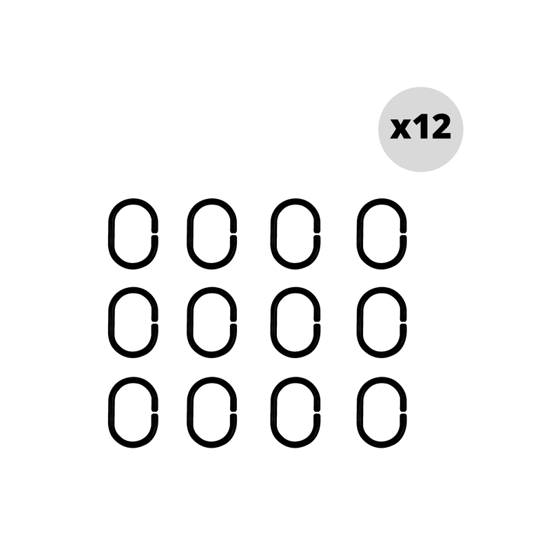 spirella Lot de 12 anneaux pour rideaux de douche C-MINOR Noir Spirella