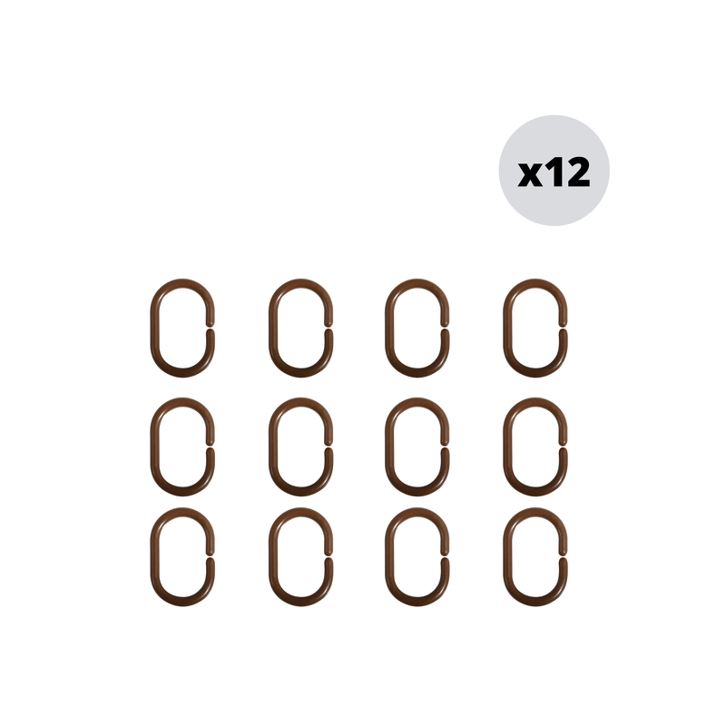 spirella Lot de 12 anneaux pour rideaux de douche Chocolat MSV
