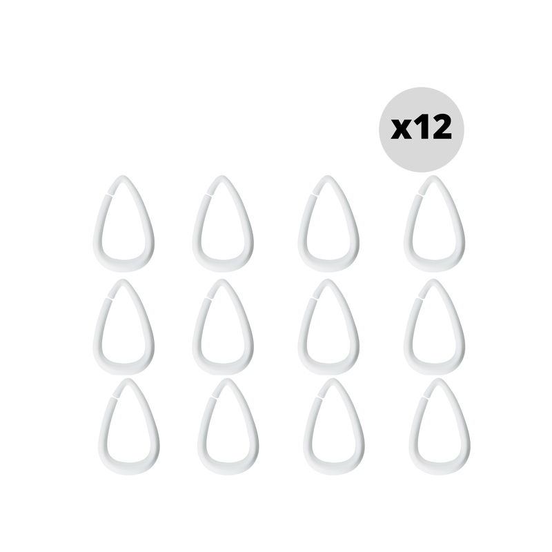 spirella Lot de 12 anneaux pour rideaux de douche DROP Blanc Spirella