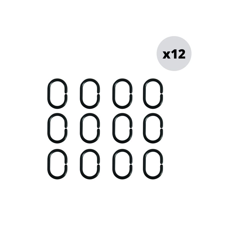 spirella Lot de 12 anneaux pour rideaux de douche Noir MSV