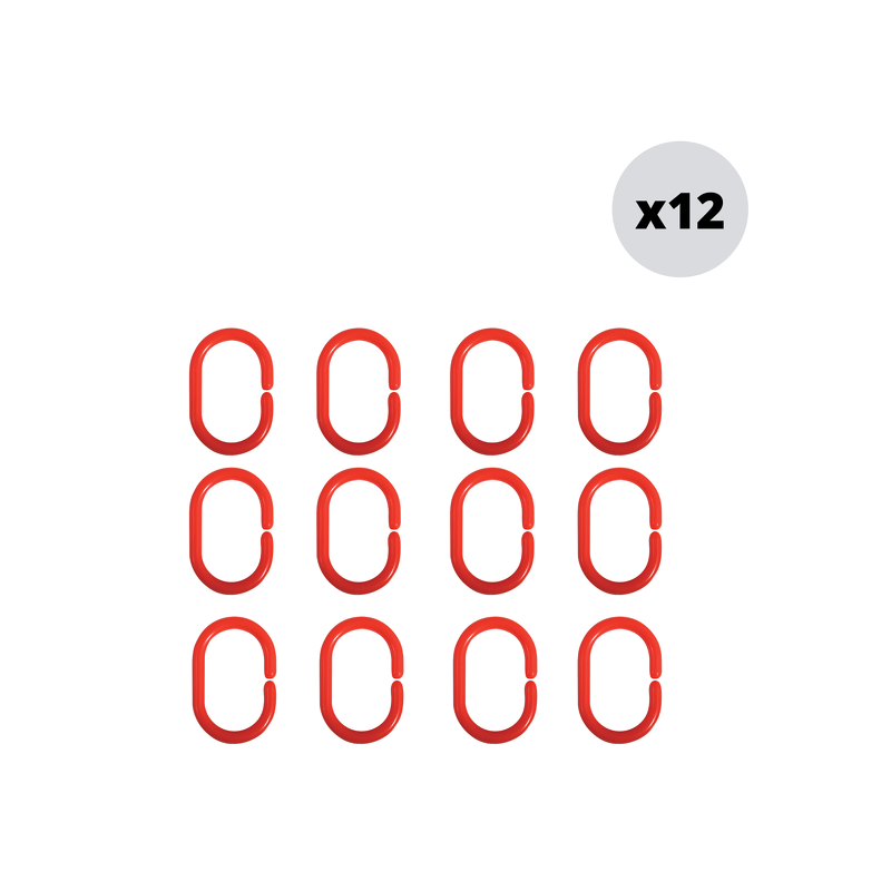 spirella Lot de 12 anneaux pour rideaux de douche Rouge MSV