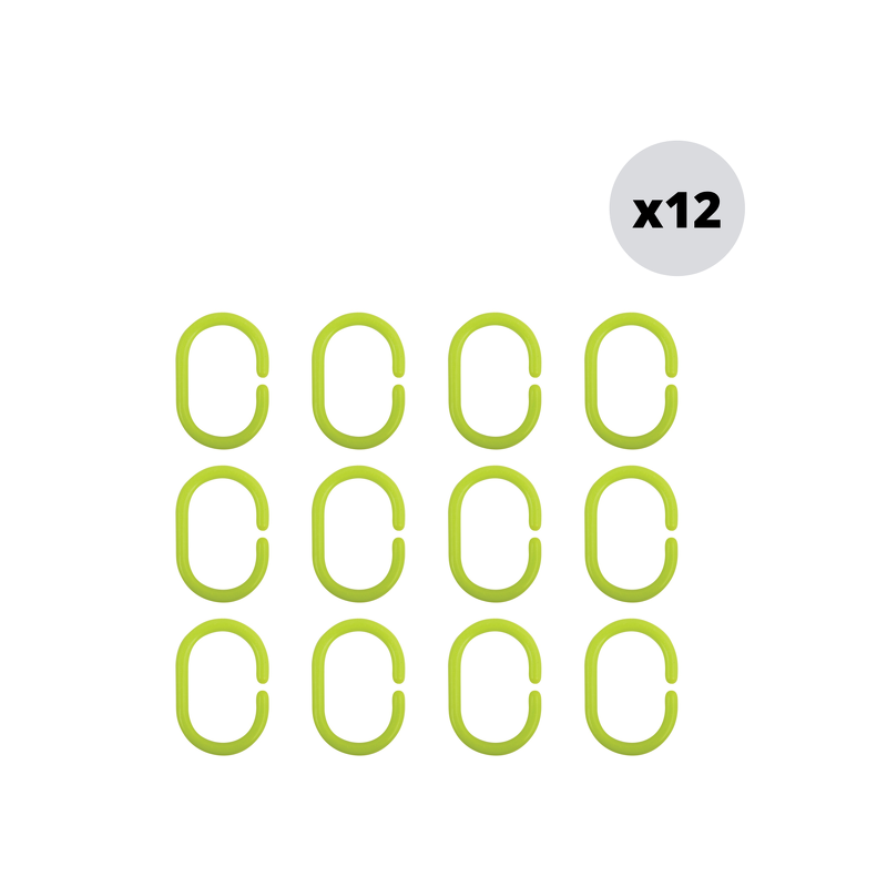 spirella Lot de 12 anneaux pour rideaux de douche Vert MSV