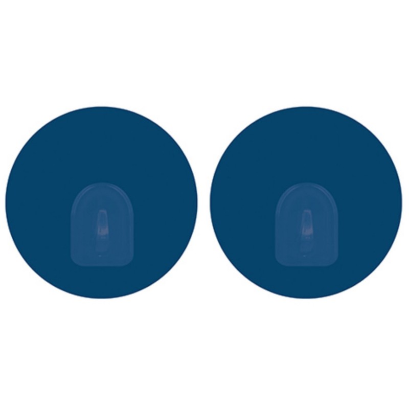 spirella Lot de 2 crochets rond muraux repositionnables Bleu marine MSV
