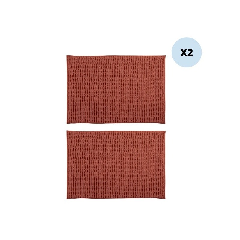 spirella Lot de 2 tapis de bain CHENILLE 40x60 Terracotta MSV