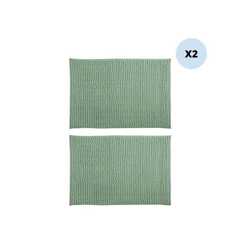 spirella Lot de 2 tapis de bain CHENILLE 40x60 Vert Basil