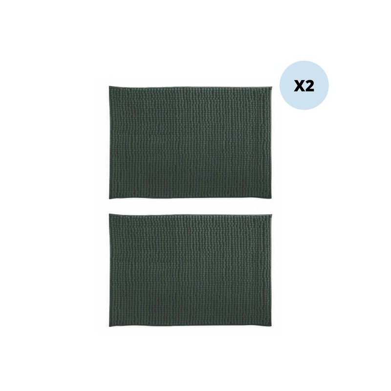 spirella Lot de 2 tapis de bain CHENILLE 40x60 Vert Foncé
