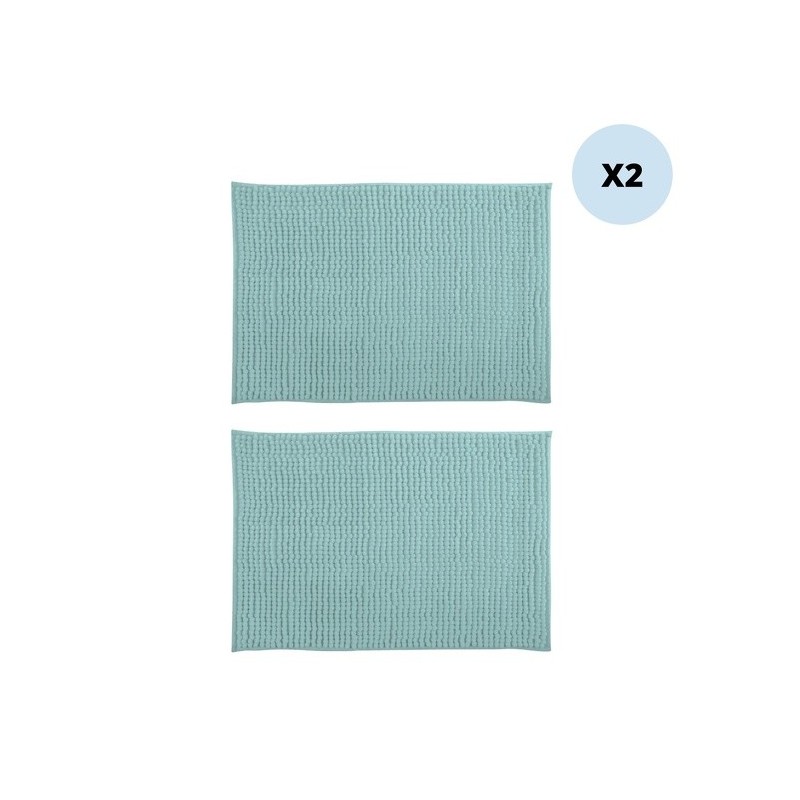 spirella Lot de 2 tapis de bain CHENILLE 40x60 Vert Pastel MSV