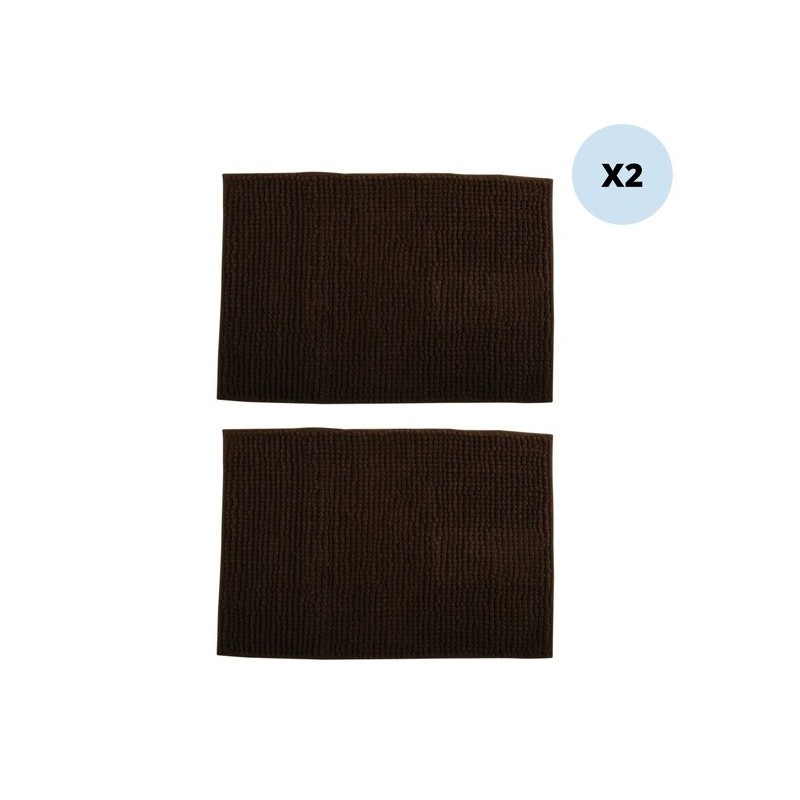 spirella Lot de 2 tapis de bain CHENILLE 40x60cm Chocolat MSV
