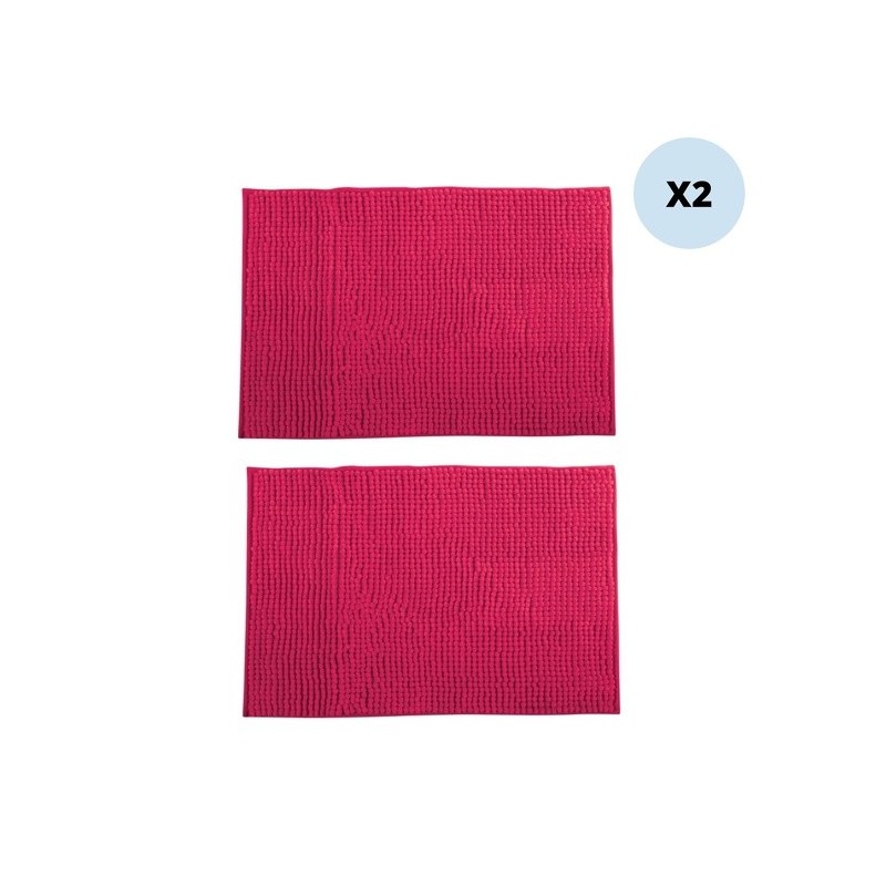 spirella Lot de 2 tapis de bain CHENILLE 40x60cm Fuschia MSV
