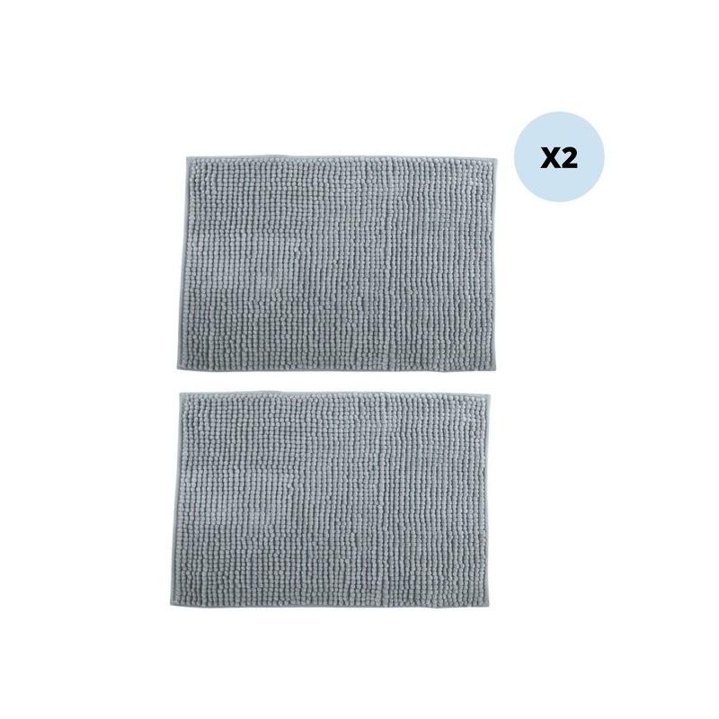 spirella Lot de 2 tapis de bain CHENILLE 40x60cm Gris Clair MSV