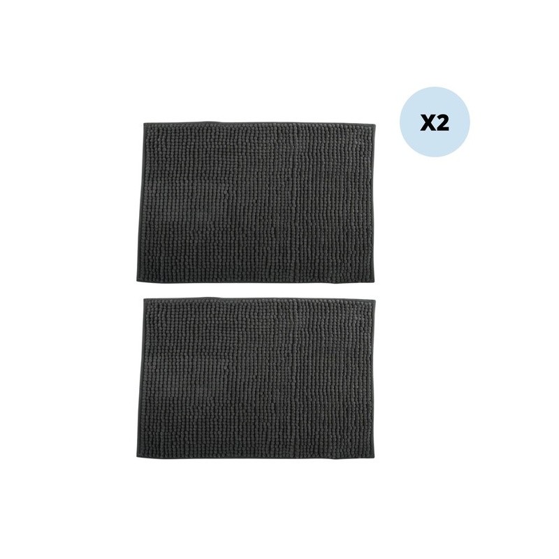 spirella Lot de 2 tapis de bain CHENILLE 40x60cm Gris Foncé MSV