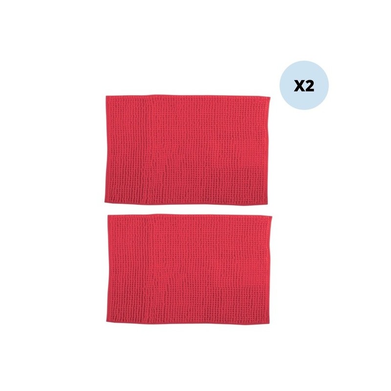 spirella Lot de 2 tapis de bain CHENILLE 40x60cm Rouge MSV