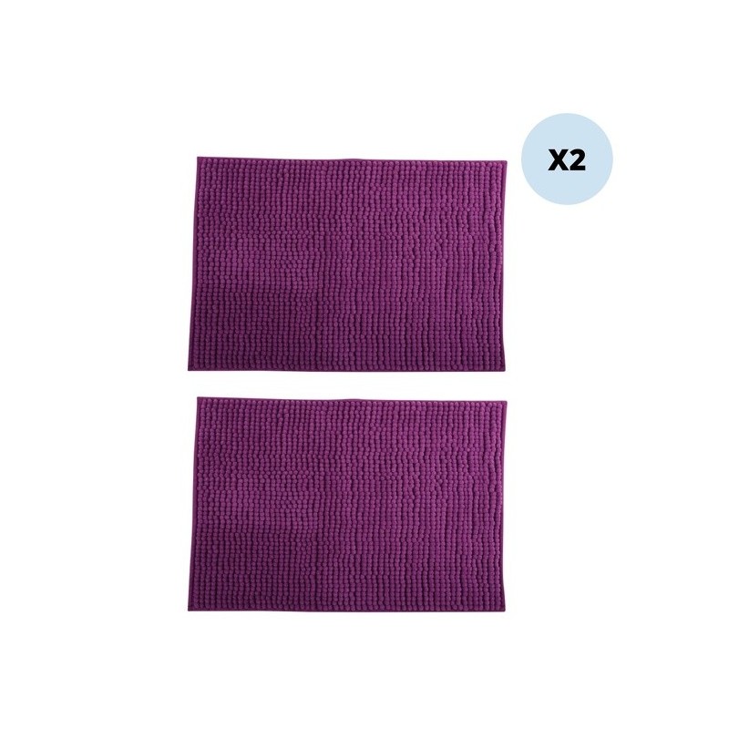 spirella Lot de 2 tapis de bain CHENILLE 40x60cm Violet MSV