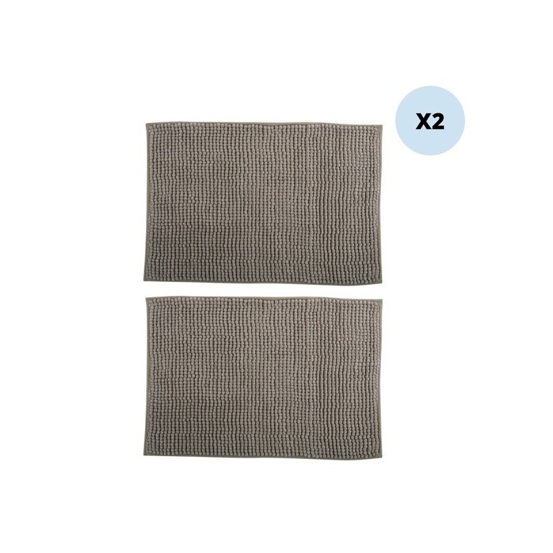 spirella Lot de 2 tapis de bain CHENILLE 50x80 Beige MSV