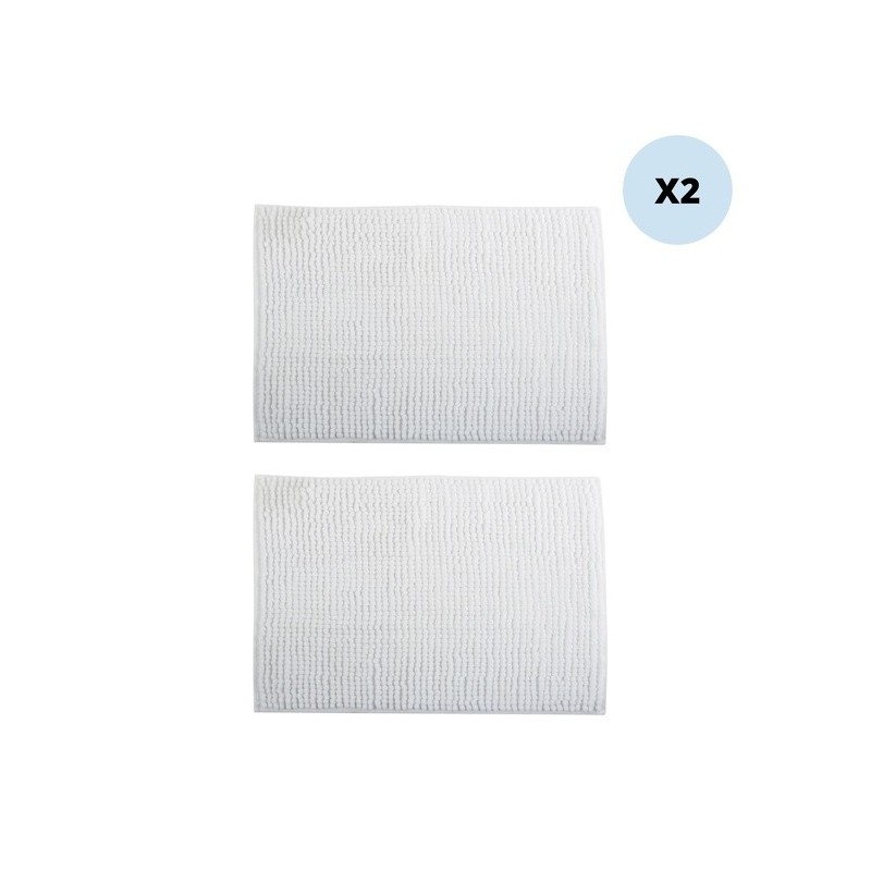 spirella Lot de 2 tapis de bain CHENILLE 50x80 Blanc MSV