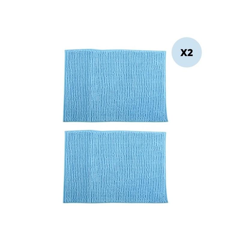 spirella Lot de 2 tapis de bain CHENILLE 50x80 Bleu Clair MSV