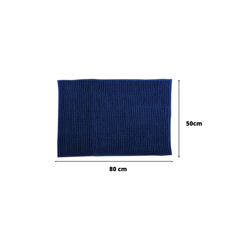 Spirella Lot De 2 Tapis De Bain CHENILLE 50x80 Bleu Foncé MSV