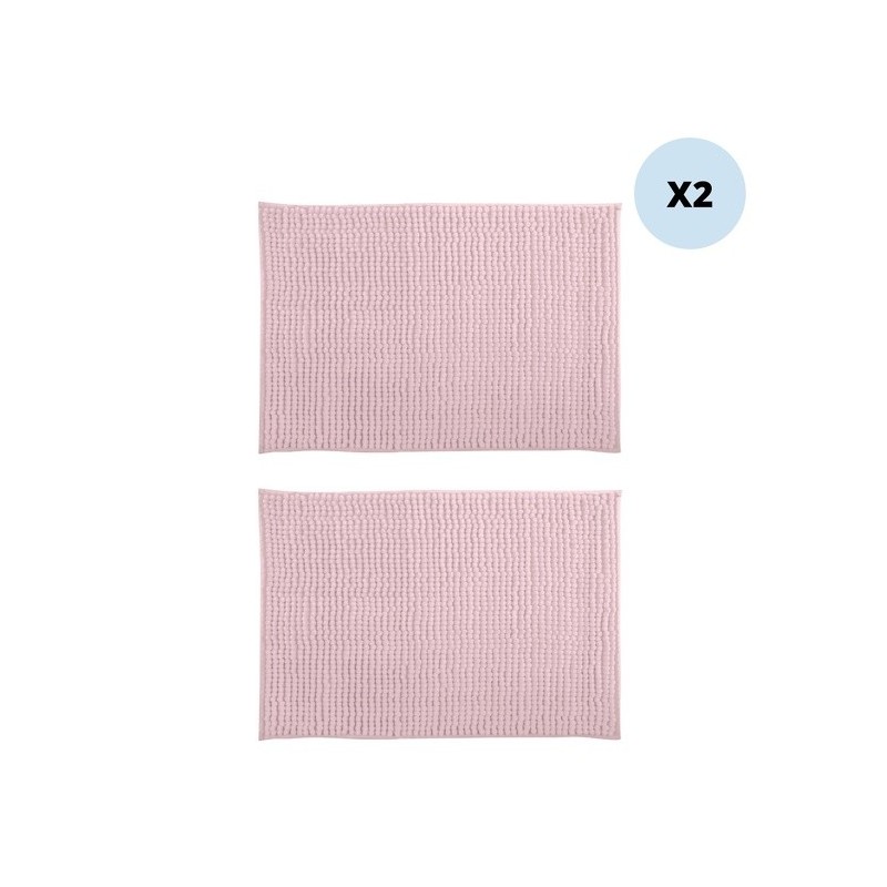 spirella Lot de 2 Tapis de bain Microfibre CHENILLE 50x80cm Rose Pastel MSV