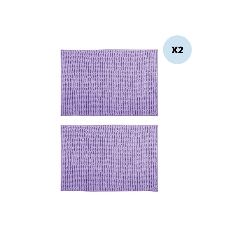 spirella Lot de 2 Tapis de bain Microfibre CHENILLE 50x80cm Lavande MSV