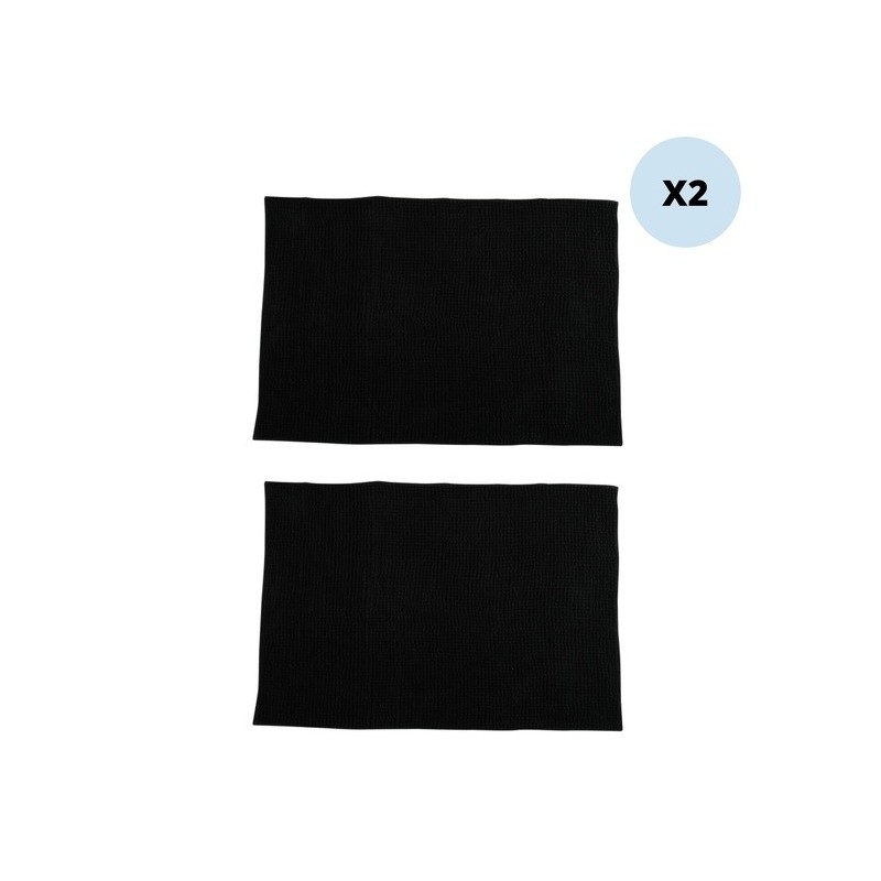 spirella Lot de 2 Tapis de bain Microfibre CHENILLE 50x80cm Noir MSV