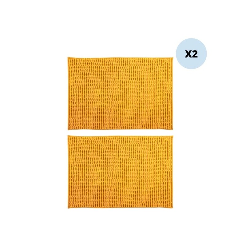 spirella Lot de 2 tapis de bain Microfibre CHENILLE 50x80cm Safran MSV