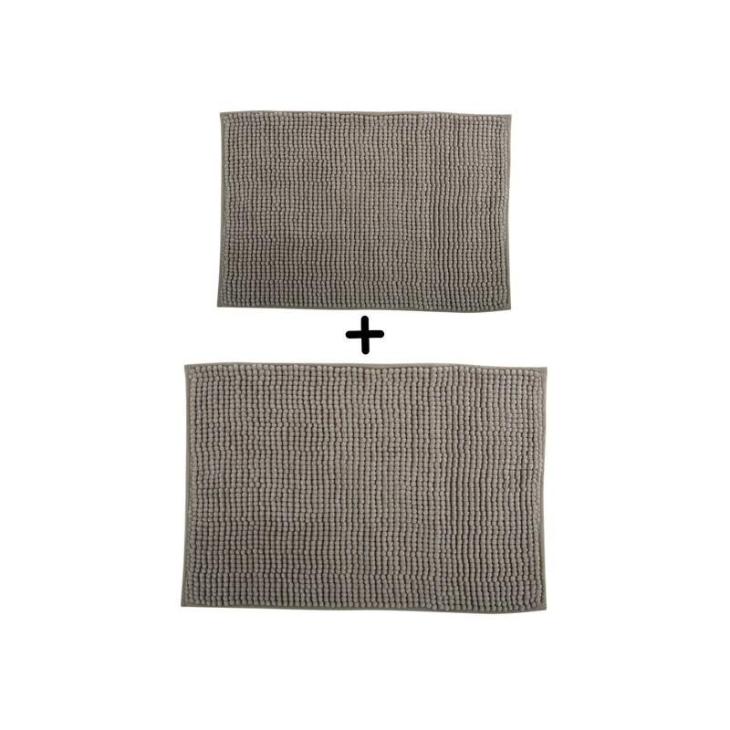 spirella Lot de 2 Tapis de bain Microfibre CHENILLE Beige 40x60 et 60x90cm MSV