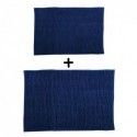Spirella Lot De 2 Tapis De Bain Microfibre CHENILLE Bleu Foncé 40x60 Et 60x90cm MSV