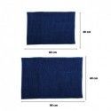 Spirella Lot De 2 Tapis De Bain Microfibre CHENILLE Bleu Foncé 40x60 Et 60x90cm MSV
