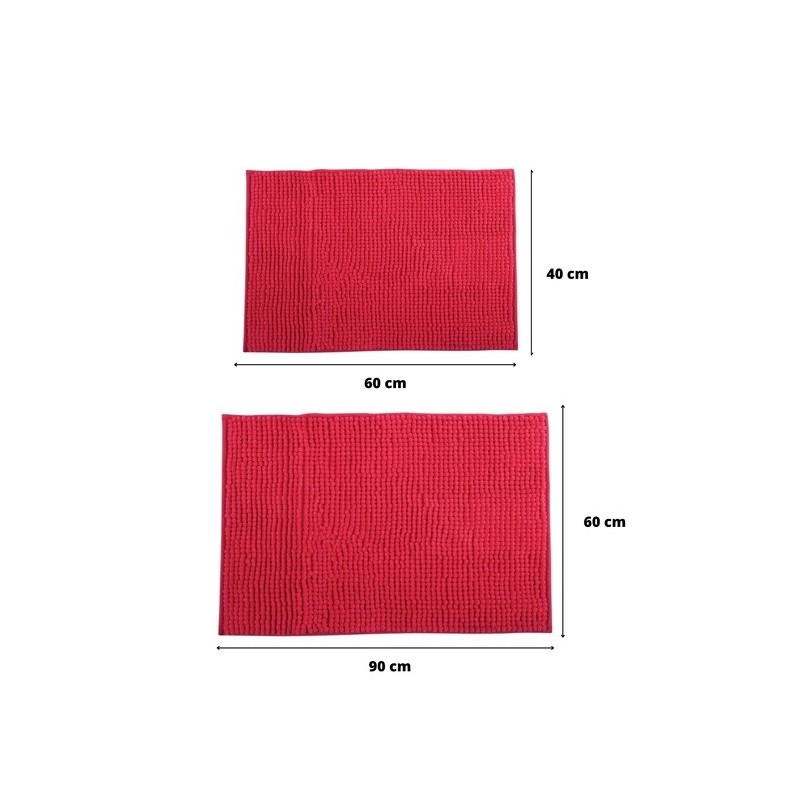 Spirella Lot De 2 Tapis De Bain Microfibre CHENILLE Fuschia 40x60 Et 60x90cm MSV