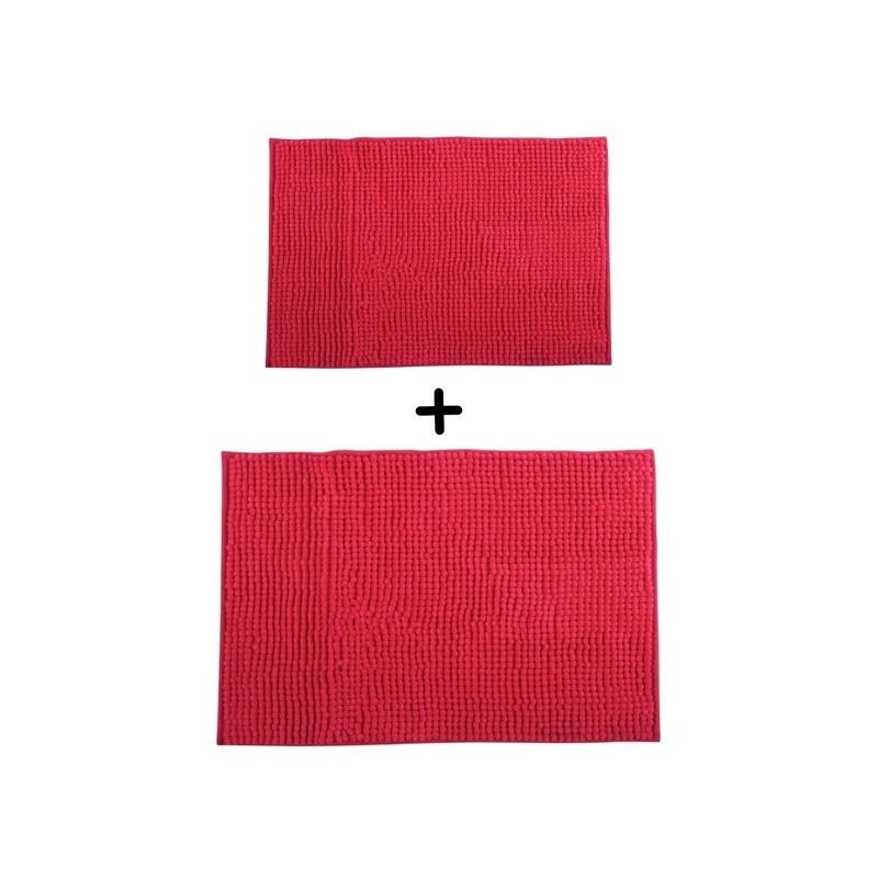 spirella Lot de 2 Tapis de bain Microfibre CHENILLE Fuschia 40x60 et 60x90cm MSV