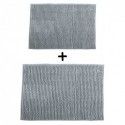 Spirella Lot De 2 Tapis De Bain Microfibre CHENILLE Gris Clair 40x60 Et 60x90cm MSV