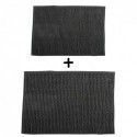 Spirella Lot De 2 Tapis De Bain Microfibre CHENILLE Gris Foncé 40x60 Et 60x90cm MSV