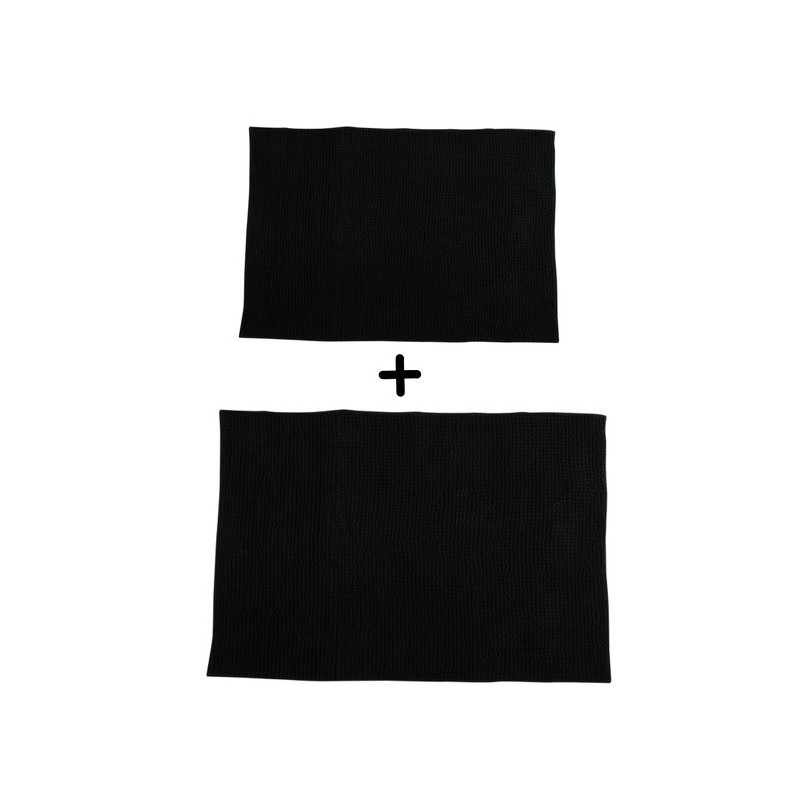 spirella Lot de 2 Tapis de bain Microfibre CHENILLE Noir 40x60 et 60x90cm MSV